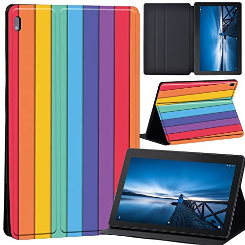 Watercolor Printed Leather slim lightweight Stand Cover Case for Lenovo Tab E10, Stand Tablet Cover for Lenovo Tab E10 10.1 Inch 2019 (color chart)