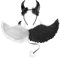DPKOW Engel und Teufel Kostüm Halloween Engelsflügel Weiß Schwarz Teufelshörner Haarreif für Kinder Damen Karneval Fasching Party Engel Kostüm Teufel Halloween Kostüm Accessoire