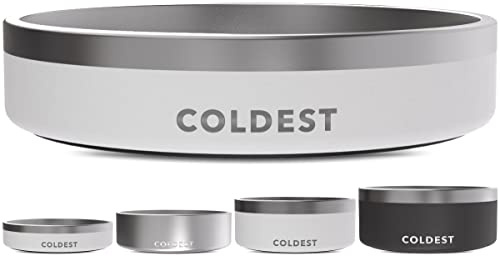 Coldest Dog Bowl - Non Slip Stainless Steel Dog Bowls, Cat Bowls, Pet Feeding Bowl for Food or Water (621 ml / 21 oz, Epic White)