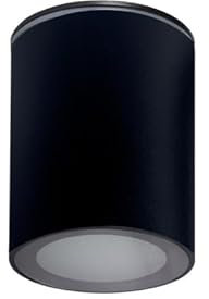 LED-Deckenleuchte, Aufputz, rund, 70 mm, 1 x GU10, wasserdicht, IP65, Schwarz