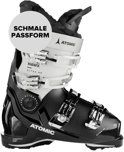 ATOMIC HAWX ULTRA 85 W GW Skischuhe - Größe 26/26.5 - Damen-Skischuh in Schwarz / Weiß - Boots mit 3D Knöchel & Ferse für anatomische Passform - Schmale Skistiefel mit 98 mm Passform