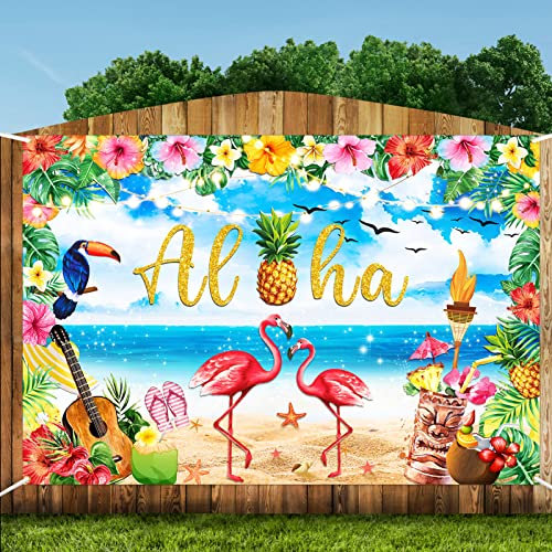 Shinybox Aloha Banner für Hawaii Tropisch Sommer Party Dekoration - Hintergrund Strand Hintergrundbanner für Luau Tiki Feier (C)