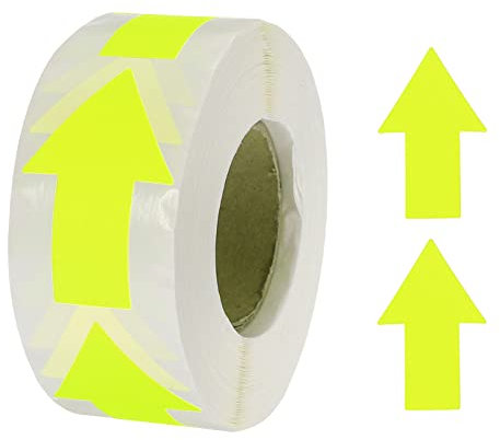 sourcing map Pfeil Aufkleber Etiketten 500 Zählen/Rolle 1.3x2 Fluoreszierend Gelb Selbstklebende Pfeilformen für Scrapbooking Basteln Organisieren Inventar