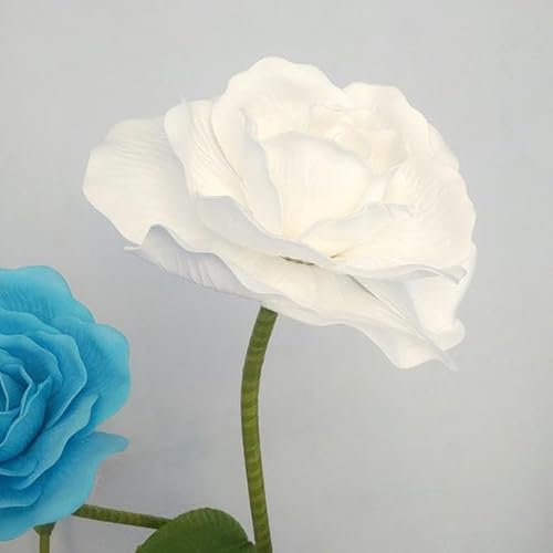 ZEYRU Géant Artificielle Fleur Fausse Fleur Grande Mousse Rose avec Tiges pour Mariage Fond Décor Fenêtre Affichage Scène Saint Valentin-tête De Fleur Blanche,40cm
