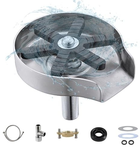 Akenz - Rince Verre Automatique pour Évier de Cuisine : Accessoire Multifonction à Pression pour Nettoyer Verres, Biberons, Bière, Professionnel, Restaurant Inoxydable (Argent)