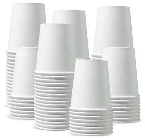 CHEF ROYALE Pack of 25 x 16oz Paper Cups for Hot & Cold Drink Disposable Coffee Cups Eco Friendly Cups Perfect to Use for Your Home, Office, Cafe, Work Outdoors White Cups (25, 16oz)