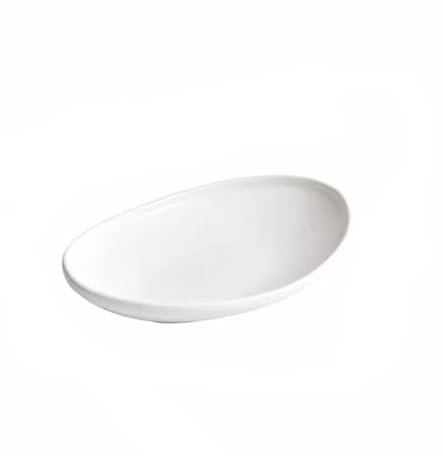 Piatti Cena Piatto piano ovale creativo Piatto da insalata bianco for la casa Piatto fondo in ceramica Piatto fondo Ristorante Piatto da cibo occidentale Piatto da Portata (Color : 28cm)