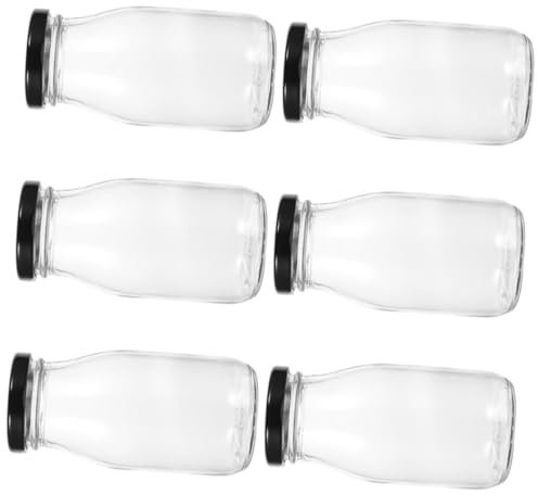 Zerodeko 6St luftdichte Milchflasche aus Glas Milchtrinkbehälter für Joghurt wiederverwendbare Saftflasche Saftflaschen Milchflasche aus Glas mit Deckel Trinkflaschen