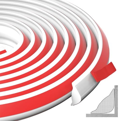 Flexible Selbstklebend Zierleisten Deckenleisten, TPE Dreieck Zierleiste Decken Und WandüBergang, Abschlussleiste Küchenarbeitsplatte Wandkanten (5M,12mm*9mm,Weiß)