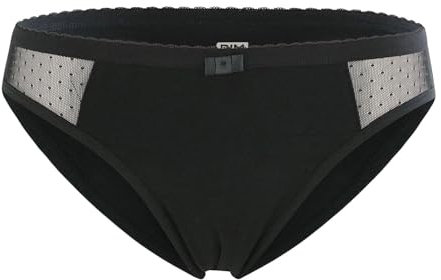 NUR DIE Alles Geregelt Slip mit Spitze mittelstark Blutung Bio-Baumwolle waschbar & saugfähig Menstruationsunterwäsche - Schwarz - Größe 36-38
