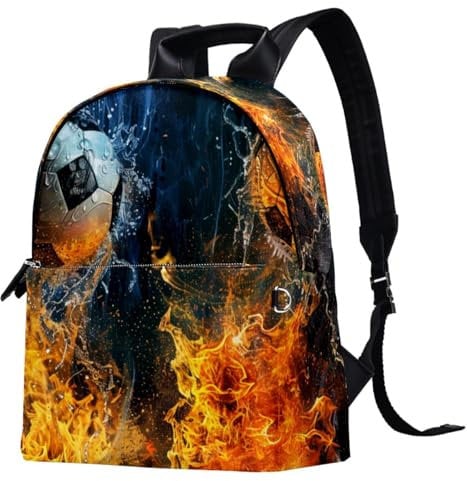 WOSHJIUK Reiserucksäcke für Damen,Herrenrucksack,Wassertropfen Fußballflamme,Rucksack