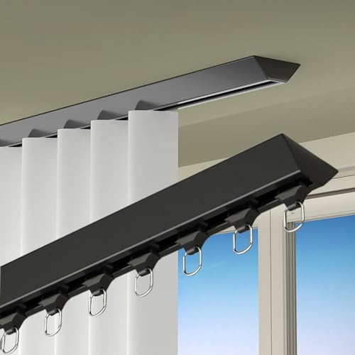 Schwerlast Gardinenschiene 1-läufig Aluminium Decken Vorhangschiene mit Stummen Rollen, Selbstklebende Deckenschiene für Vorhänge, Ohne Bohren (Color : Black, Size : 7.2ft/220cm)