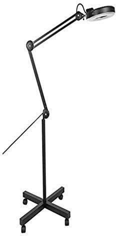 Schönheitssalonlampe für Tätowierungen, kaltes LED-Licht, 5-fache Vergrößerung, Augenbrauen, Wimpern, Nagel, Akne, Chirurgie, schattenlose Stehlampe, faltbar mit Riemenscheibe (Farbe: B: Schwarz)