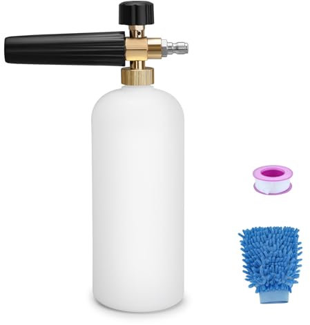 Geichan 2-in-1-Schneeschaumlanze Schaumkanone kompatibel mit Kärcher K-Serie K2 K3 K4 K5 K6 K7 Hochdruckreiniger, 1 l verstellbar, 1/4 Zoll Schnellentriegelung, Schneeschaumlanze Pistole,