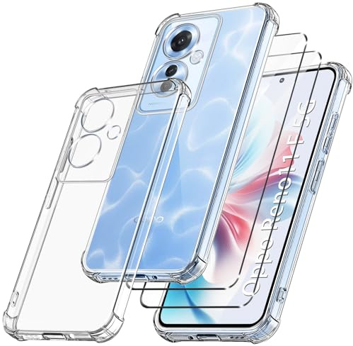 FLLAO 3 en 1 Funda para OPPO Reno 11 F 5G / OPPO Reno 11F 5G con 2 Protector Pantalla, [Almohadilla de Aire integrada] Antigolpes Antiarañazos TPU Suave Carcasa