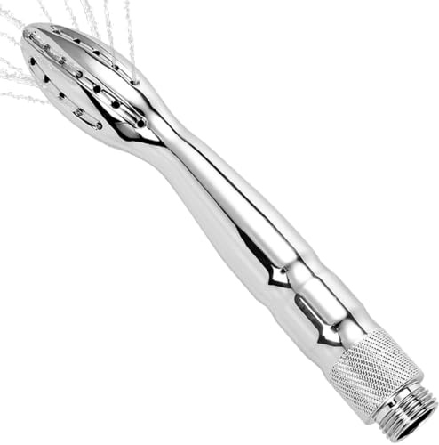 BDSMYEE Analdusche für Analverkehr,180 mm Aluminiumlegierung Po Dusche für Badezimmerrohre,Einlauf Klistiere zur Darmreinigung, Intimdusche Irrigator Darmspülung (Silber)