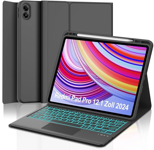 WINCHKING Tastiera per Redmi Pad Pro 12.1 con Touchpad, Custodia Tastiera per Redmi Pad Pro 2024, Cover Bluetooth Magnetica Retroilluminata Italiano Tastiera per Redmi Pad Pro 12.1 Pollici 2024, Nero