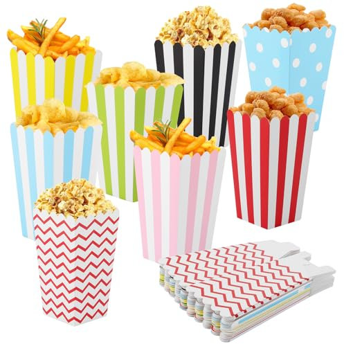 LDXDRU 80 Stück 12x7x5cm Klein Popcorn Tüten, Snacks Candy Popcorn Boxen Papier Klein Popcorntüten Party Papiertüte für Filmabend, Geburtstagsfeier, Weihnachten, oder Party