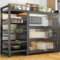 Küchenschrank Organizer mit Tür und Herausnehmbarem Korb Küchenschrank mit Arbeitsplatte Küchenregal Schmal Tragfähigkeit 200kg für Küche, Wohnzimmer, Balkon(White,116 * 32 * 118cm)