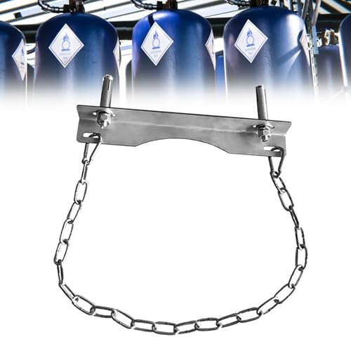 QIeAny 8-40L Gas Bottle Chain Holder, Wall Fixed Length 24.5CM Gas Bottle Holder, Made of Stainless Steel, for Nitrogen Bottles/Acetylene Bottles/Oxygen Bottles/Laboratory Gas Bottles,Metallic