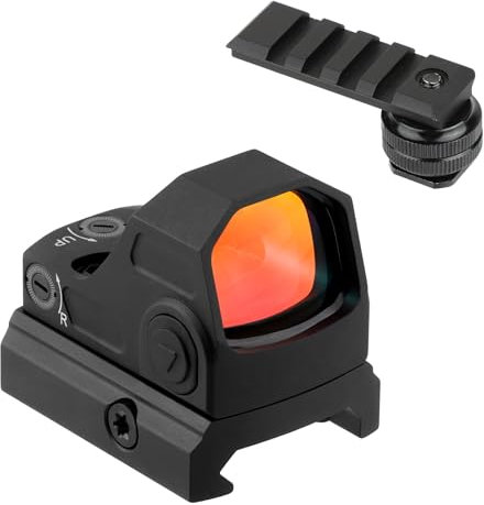 ToopMount 1x21mm Sucher Punktvisier, 3 MOA Kamera Punktvisier, Shake Awake Sucher Punktvisier mit 10 Stufiger Punktfarbe, Stoßfester, Wasserdichter Sucher mit Kamera Blitzschuhhalterung