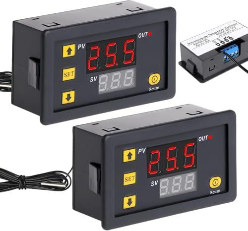 SPORWAY 2 Piezas Controladores de Temperatura W3230-Interruptor de Temperatura Digital 12V DC-Termostato Digital -50-120℃-Monitorización de Temperatura para Calefacción/Refrigeración-Para Incubadoras