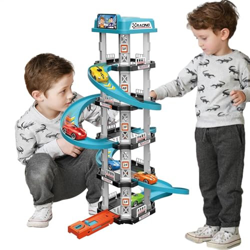 Garage Car Track Playset - Racing Car Ramp Toy Interactive Traffic Vehicle Track | Preschool Educational Traffic Toys for Girls, Boys, Children