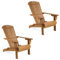 VonHaus Folding Adirondack Chairs Set 2 - Natural Foldable Fire Pit Chairs for Garden, Patio & Outdoors - Water Resistant Acacia Hardwood Pair of Garden Seats with Wide Armrests & Sloped Back