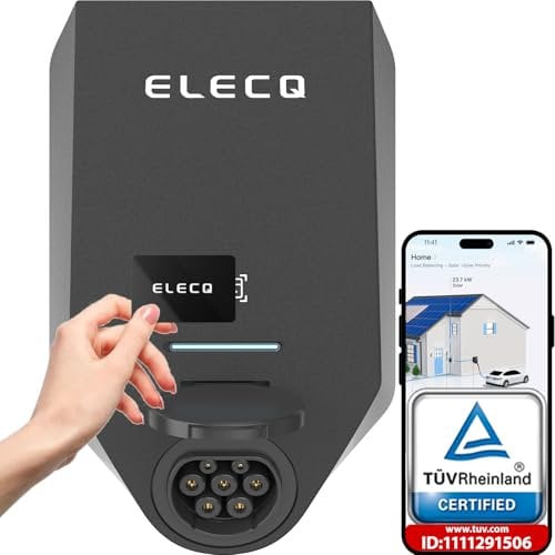 ELECQ wallbox 7,4 kw tipo 2 wifi Monofase Caricabatterie EV | OCPP RFID | Ricarica solare fotovoltaico | Bilanciamento dinamico del carico| Stazione di ricarica domestica per veicoli elettrici Smart.