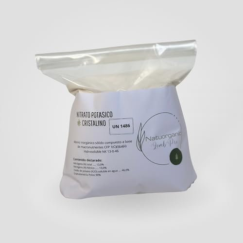 Nitrato Potásico Cristalino, Fertilizante Hidrosoluble NK 13-0-46, Plantas, Huertos y Jardines | Aporte Nitrógeno y Potasio | Estimula el Crecimiento y Floración | Abono planta | Tierra para plantas