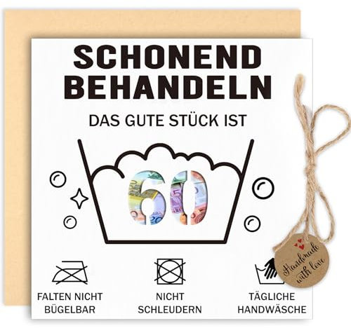 Thboxes Geldgeschenke Geburtstag 60, Geburtstagskarte Geldgeschenke Verpackung mit Umschlag Grußkarte Personalisiertes Geldgeschenk für Männer Frauen