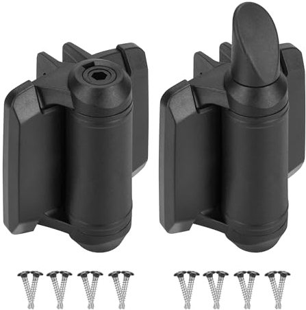 SANKINS Selbstschließende robuste Torscharniere, verstellbare Federspannung, verbesserte Sicherheitskappe, langlebig und wetterbeständig, Torscharniere für Holztore, Vinyl, Metalltore, Schwarz