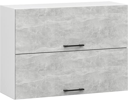AKORD Küchen-Hängeschrank OLIWIA G2 80 cm | mit 2 Türen | Küchenschränke | Geräumig | Für eine kleine Küche | Für eine Küchenzeile | Als Teil eines Sets | B80 x H58 x T30 cm | 21,60 kg | Weiß & Beton