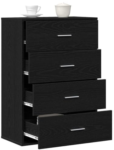 vidaXL Sideboard Schwarz Eichen-Optik 60 x 31 x 84 cm Holzwerkstoff, Esszimmer, moderner rechteckiger Buffet-Tisch, rustikales Holz, viel Stauraum, praktische Einrichtung, stilvolle Deko