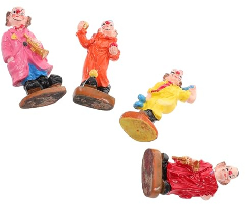 WOONEKY Kleiner Clown Figuren Aus Kunstharz Kleine Bunt Bemalte Dekofiguren Detailreiche Kleiner Clown Ornamente Für Basteln Und Sandkastenzubehör Lebhafte Karnevals Dekoration