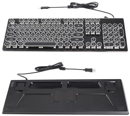 MENDUNER Retro Mechanische Tastaturschlüsselklick mit Gemischtem Licht für Desktop- und Laptops -Benutzer (Black)