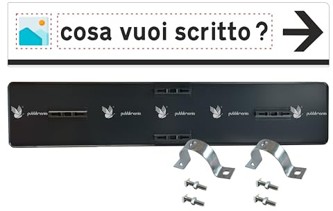 Pubblimania Cartello con Freccia di Segnaletica Personalizzabile (125x25 cm) - Targa Direzionale in Ferro per Paletto - Include Staffe e Bulloni - Grafica e Testo Personalizzati (Destra)