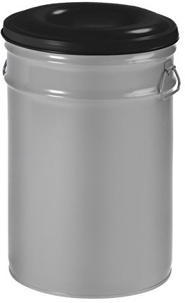 Hygiene-shop Top-Select Feuerlöschender Papierkorb 60 Liter, Farbe:Aluminium/Schwarz