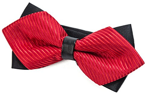 DonDon spitze Herren Fliege Schleife im Retro Look mit Haken gebunden vorgebunden und längenverstellbar rot gestreift