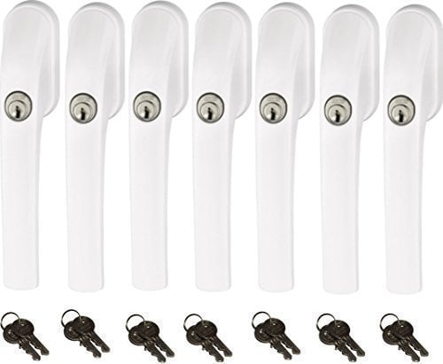 Abus FG300 abschließbarer Fenstergriff, weiß, im Set 7 Stück alle gleichschließend AL0125 mit insgesamt 14 Schlüssel