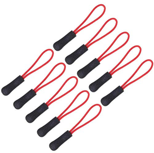 ZARRS Fixierer mit Reißverschluss, 50 Stück, Reißverschluss, Kordelzug, Verlängerung, für Rucksack, Schulranzen, Sportkleidung, Nylon, Rot