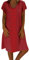VEMOW Vestido de Las Mujeres del Estilo del Verano del Vestido Femenino de Las Mujeres del algodón Ocasional más el Vestido de Las señoras del tamaño(B Vino,2XL)