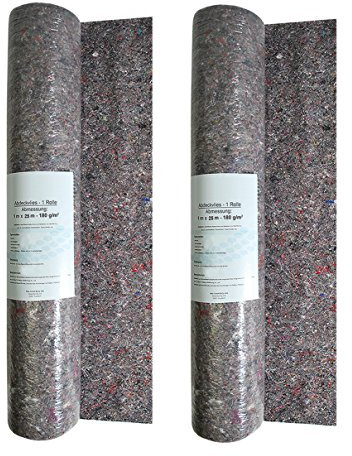 HELO Antirutsch Malervlies 2 x 25 m Rolle (Breite: 1m) wiederverwendbar, Profi Maler Schutzvlies Abdeckvlies aus saugstarken Baumwollfasern 180 g/m² mit undurchlässiger und rutschfester Unterseite