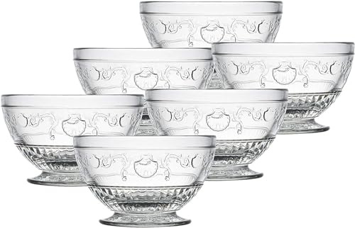 La Rochere 6305.01_502 Set of 6, Versailles Small Bowls 9 oz, Glass, 9 Ounces, Clear