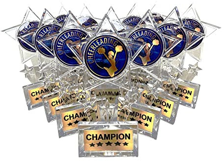 Express Medals 16,5 cm klare Acryl Star Cheerleading Champion Trophäe Awards (12 Stück)