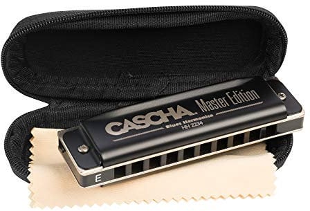 CASCHA Master Edition Blues Harmonica, hochwertige Mundharmonika in E-Dur mit Soft Case und Pflegetuch, Blues Organ