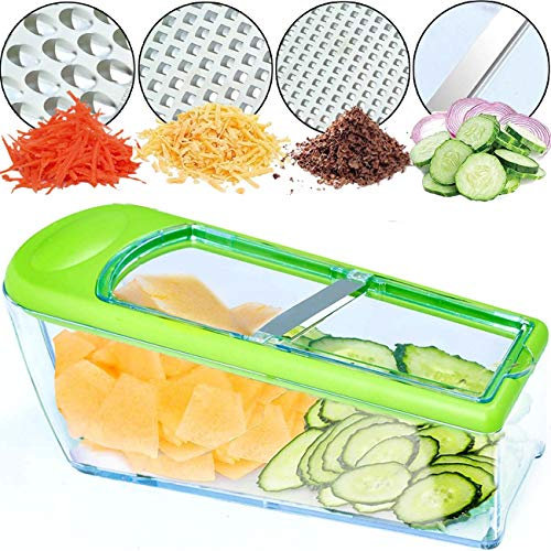 Nurch Gemüsehobel Mandolinenschneider, Multifunktion Edelstahl Gurkenhobel, 4 in 1 Verstellbar Kartoffelreibe Küchenreibe Gemüsereibe