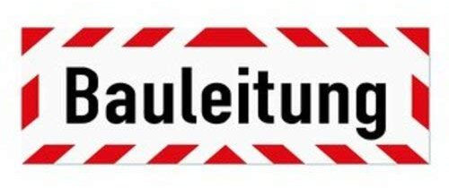 Warnaufkleber Bauleitung Warnhinweis Baustelle Schild Folie 35x10 / 42x10 / 45x15 / 65x20cm Made in Germany, Größe: 42x10 cm