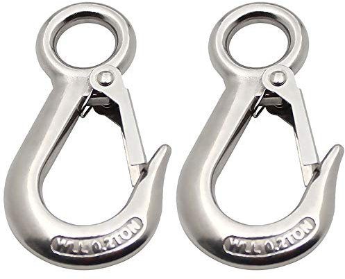 POFET 2 ganci per sollevamento carichi americani resistenti, 0,2T-304 in acciaio inox con occhiello grande, carico di lavoro 200 kg