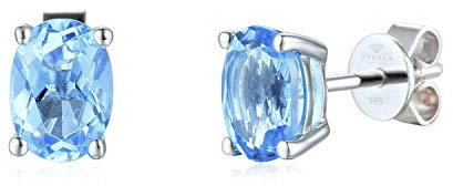 585er Weißgold Ohrstecker Aquamarin Krappenfassung 1,45ct. Ohrringe Solitaire 14K
